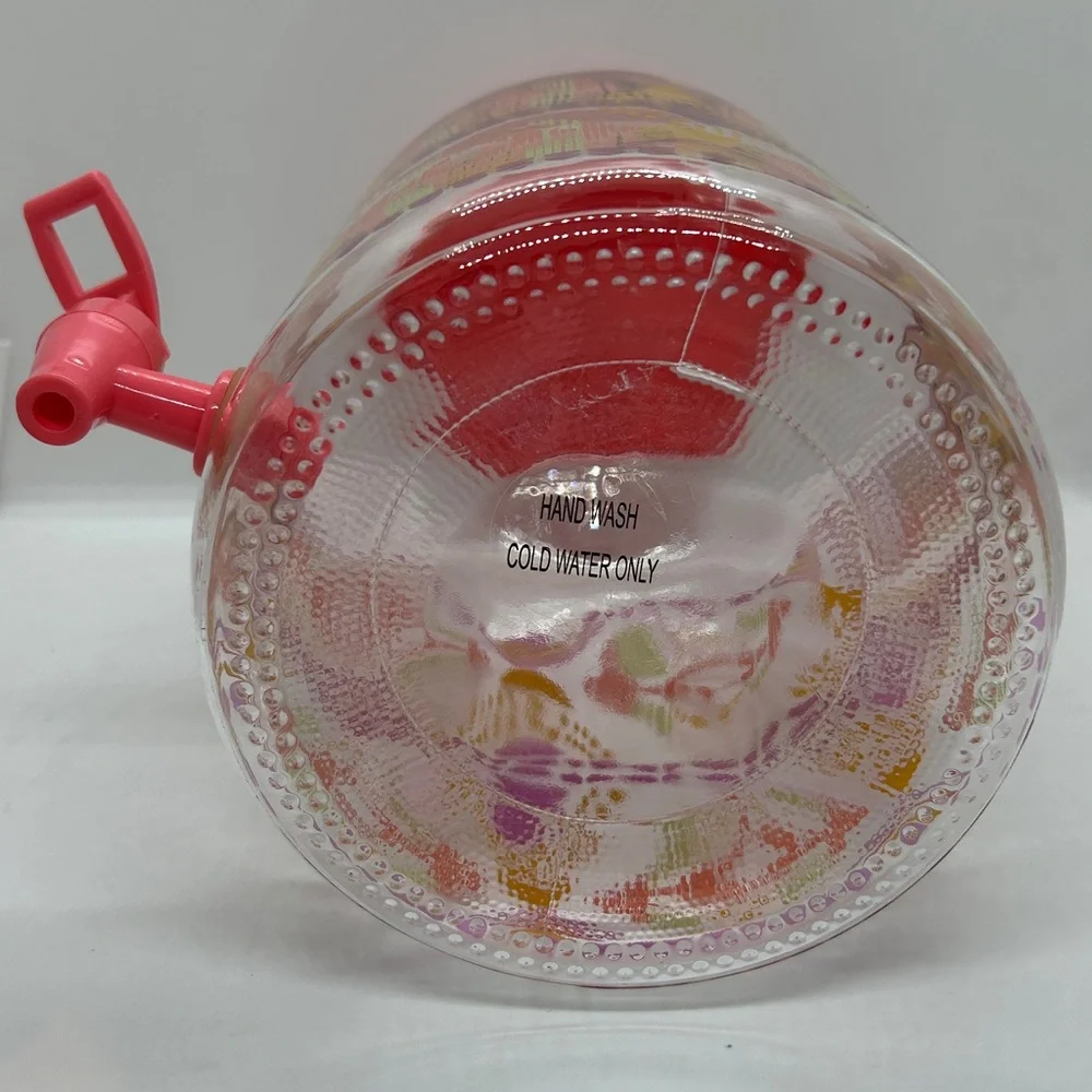 Vintage Colorful Glass Gallon Dispenser Sun Tea Jar:Rosy Geometric Design